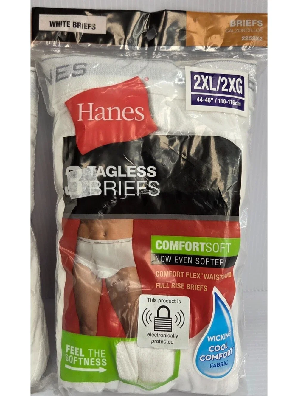 Hanes Men's 2XL White Tagless Briefs 9 Pair 3 Packs 2252X2 44-46 NIP